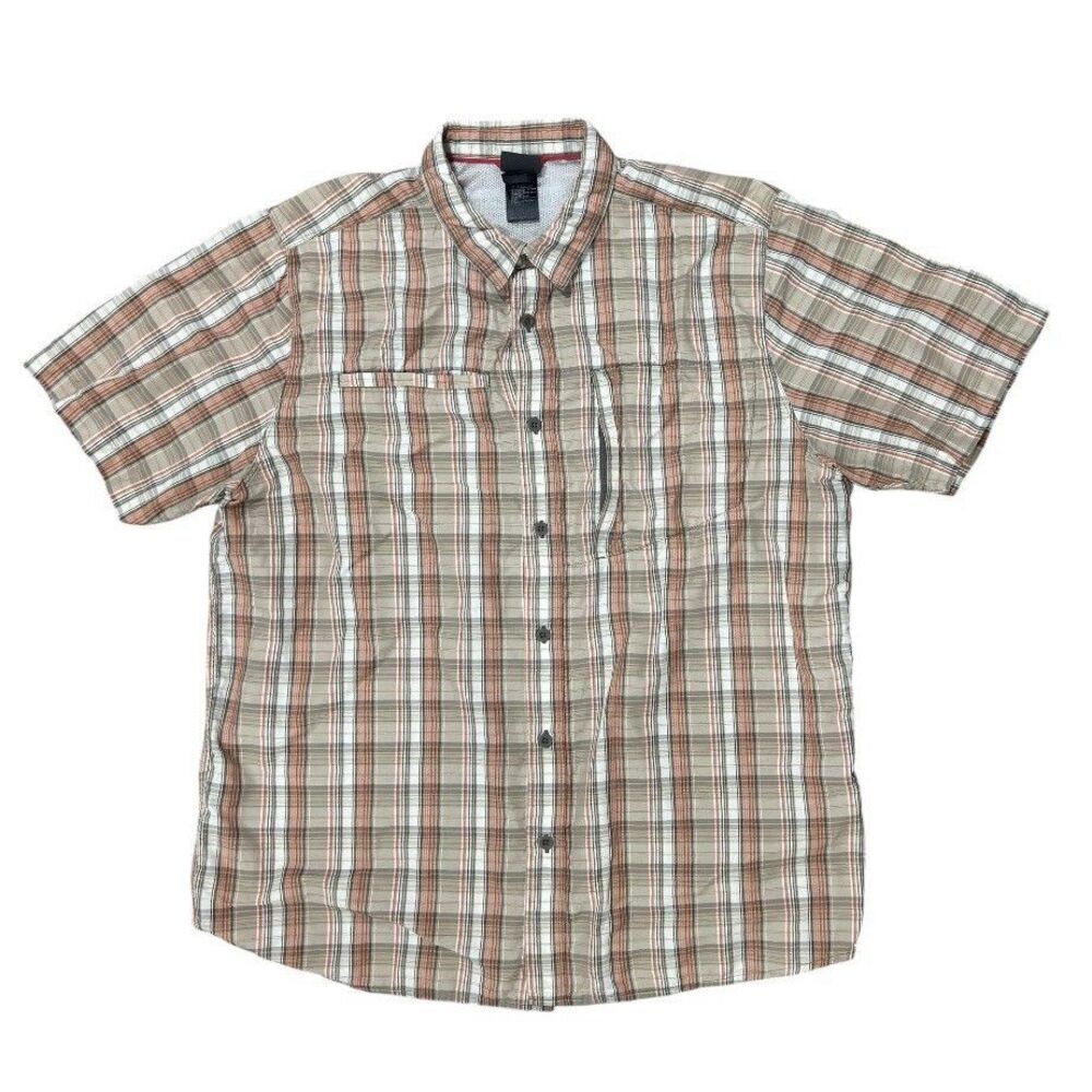 The North Face Plaid Hiking Shirt Button Down Short Sleeve Outdoor Trail Camp XL